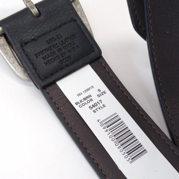 Men Belt Size S/30-32 Black/Brown Perforated Synthetic Leather Hand Crafted  NWT - Picture 5 of 9